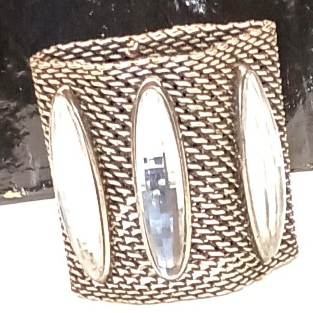 Ferrara Braided Wire Cuff With Austrian Crystal Cabochons